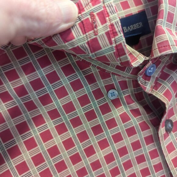 Scott Barber Size Large Red and Gold Checkered Button Down 100% Cotton - Picture 5 of 16